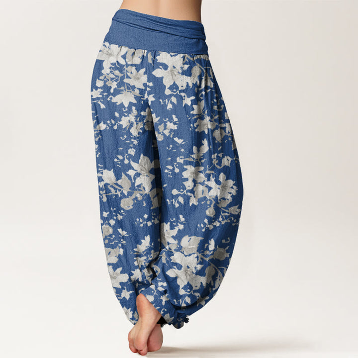 Haremshose für Damen mit elastischer Taille und Buddha Stones -Blätter-Design - image 9