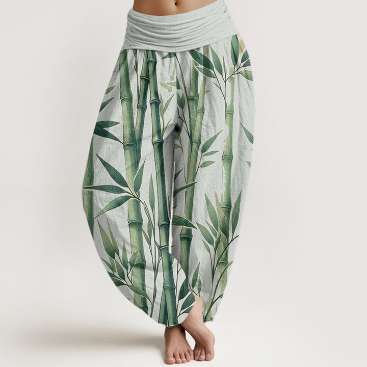 Buddha Stones Lässige Haremshose mit Bambusblatt-Muster für Damen, elastische Taille - MintCreme - US22， UK/AU26，EU54 (6XL) - image 1