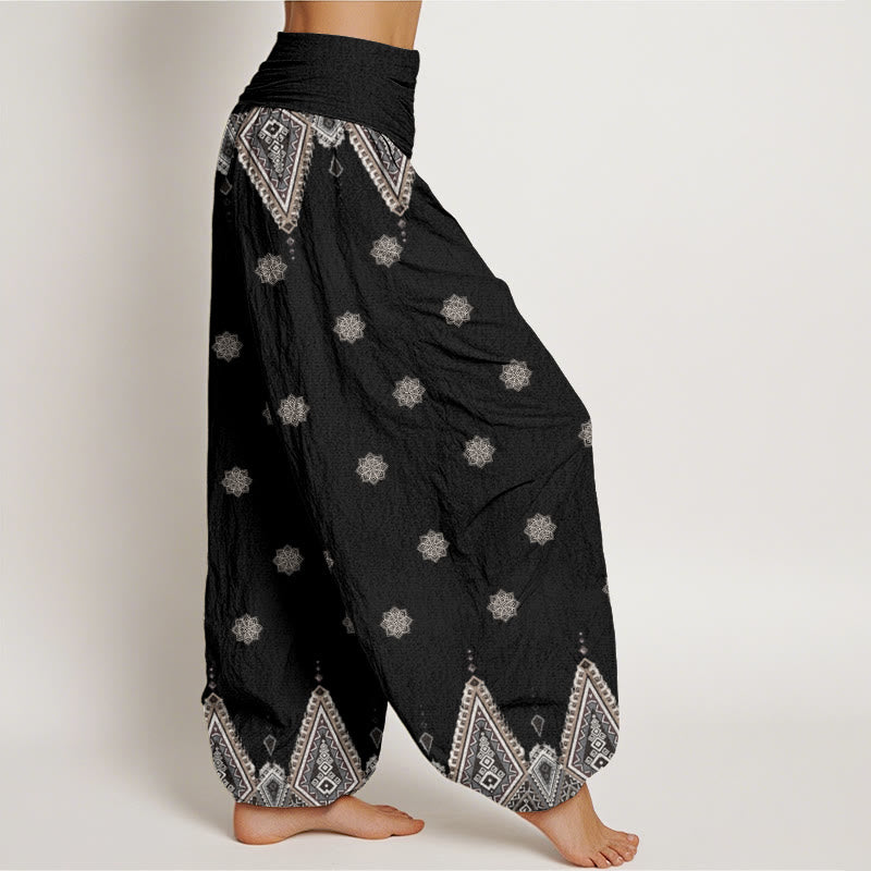 Buddha Stones Damen-Haremshose mit elastischer Taille und geometrischem Blumendesign im Bohemian-Stil - image 3