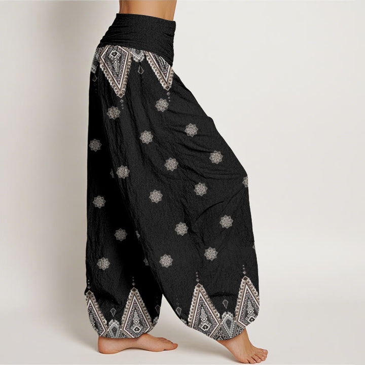 Buddha Stones Damen-Haremshose mit elastischer Taille und geometrischem Blumendesign im Bohemian-Stil - image 3