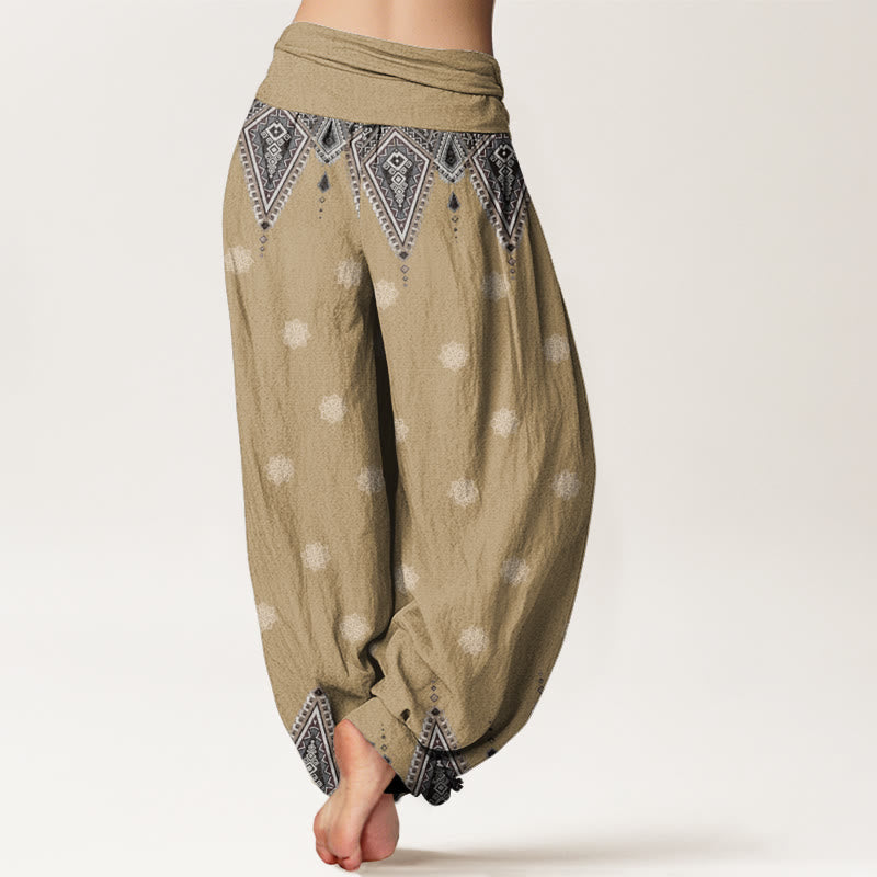 Buddha Stones Damen-Haremshose mit elastischer Taille und geometrischem Blumendesign im Bohemian-Stil - image 6