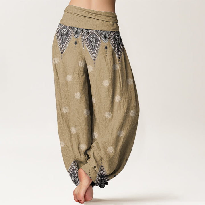 Buddha Stones Damen-Haremshose mit elastischer Taille und geometrischem Blumendesign im Bohemian-Stil - image 6
