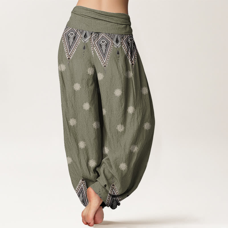 Buddha Stones Damen-Haremshose mit elastischer Taille und geometrischem Blumendesign im Bohemian-Stil - image 9