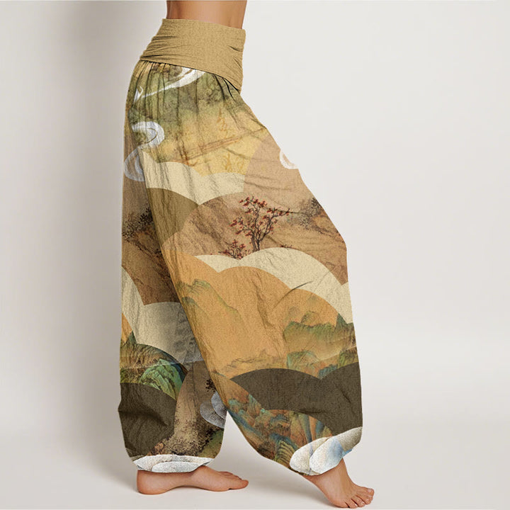 Buddha Stones, chinesische Landschaft, Berge, Flüsse, Nebel-Design, Damen-Haremshose mit elastischer Taille - image 7