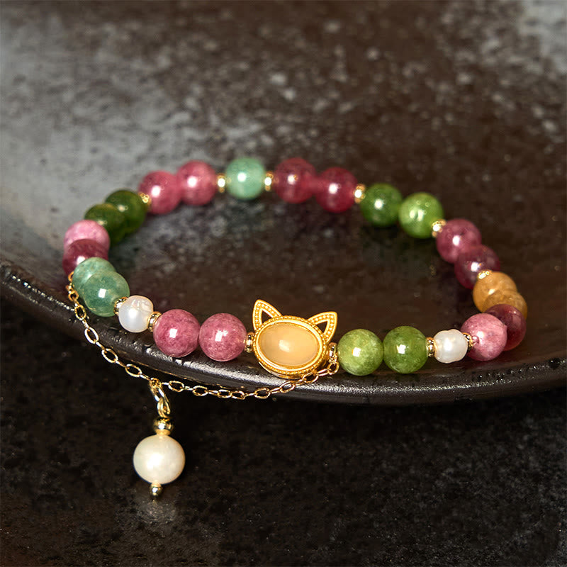 Buddha Stones Turmalin Glückskatze Positives Armband - Turmalin-Glückskatze (Handgelenkumfang: 14–16 cm) - image 1