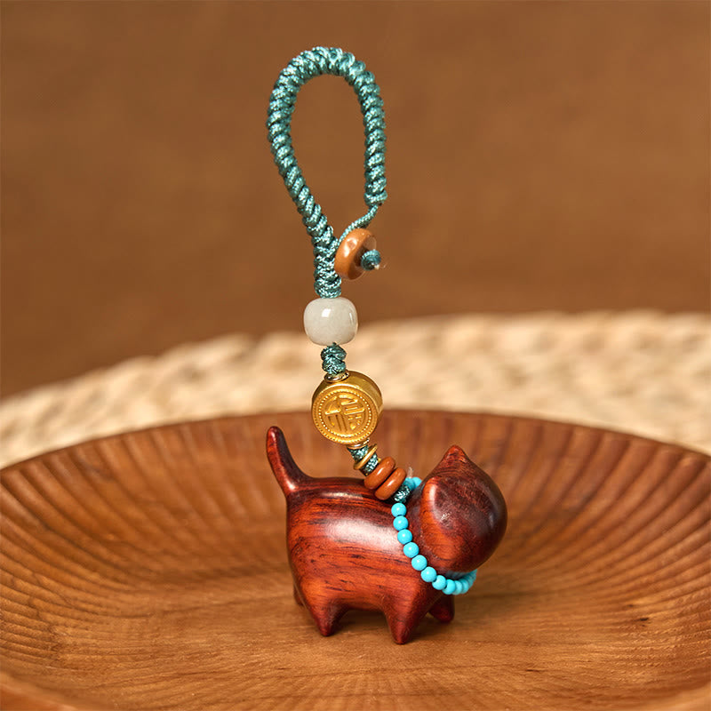 Buddha Stones Hetian Jade Natürliche Sandelholz Rot Sandelholz Grün Sandelholz Fu Charakter Fülle Schlüssel Kette