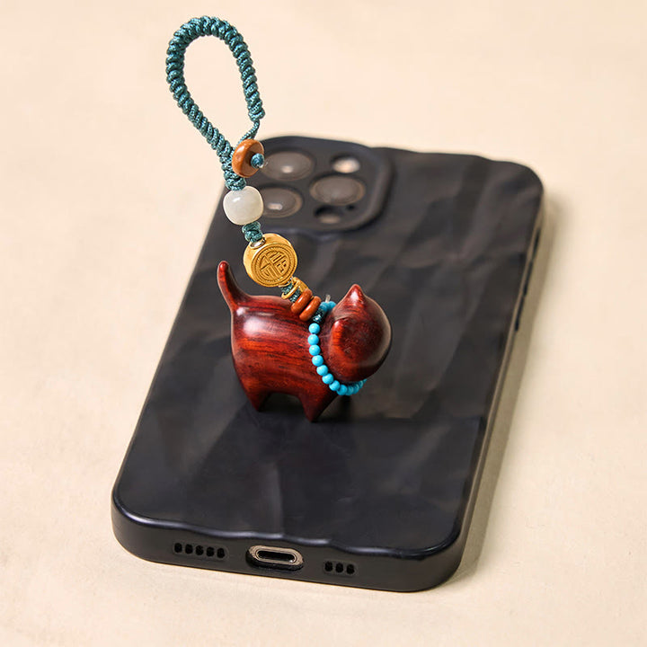 Buddha Stones Hetian Jade Natürliche Sandelholz Rot Sandelholz Grün Sandelholz Fu Charakter Fülle Schlüssel Kette