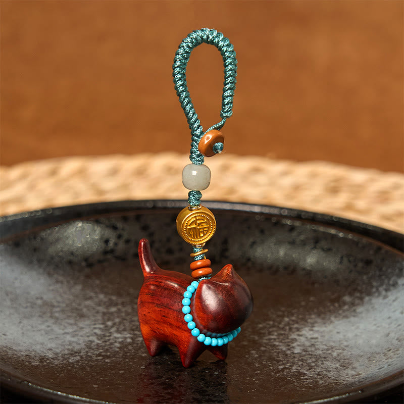 Buddha Stones Hetian Jade Natürliche Sandelholz Rot Sandelholz Grün Sandelholz Fu Charakter Fülle Schlüssel Kette