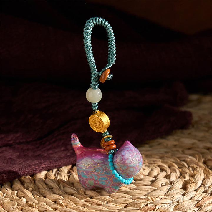 Buddha Stones Hetian Jade Natürliche Sandelholz Rot Sandelholz Grün Sandelholz Fu Charakter Fülle Schlüssel Kette