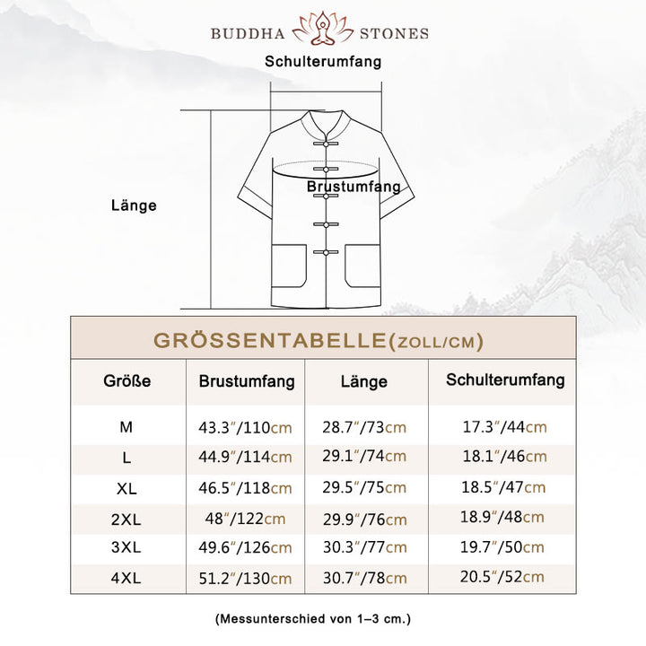 Buddha Stones Tang Froschknopf Dreiviertelärmel Hemd Weite Hose Baumwolle Leinen Herrenanzug - image 3