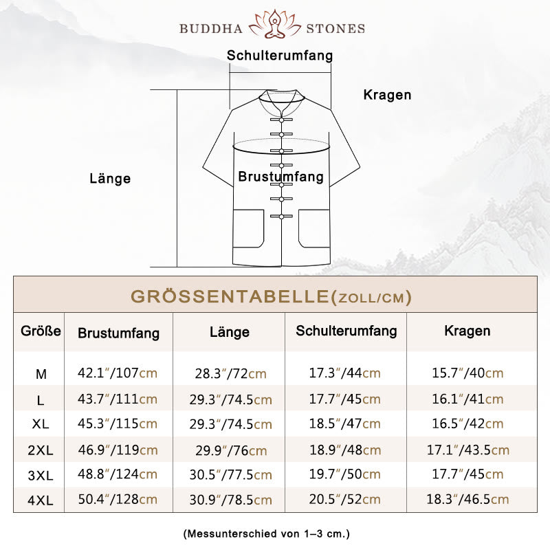 Buddha Stones Einfarbiger Tang-Anzug mit Froschknöpfen Traditionelles Kurzarm-Oberteil und Hose aus Baumwolle und Leinen für Herren - image 3