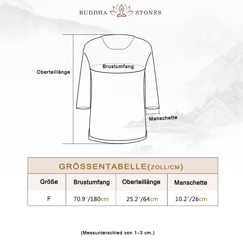 Buddha Stones Einfarbiges Oberteil mit Dreiviertelärmeln und lockerem T-Shirt - image 3