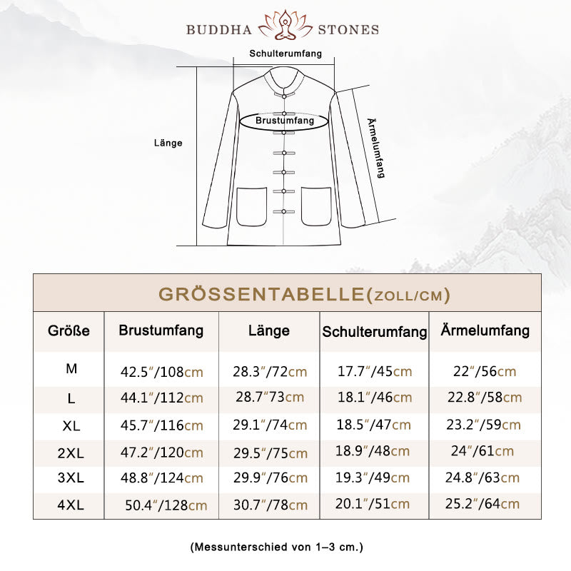 Buddha Stones Meditation Frosch-Knopf Tang Langarmhemd Hose Herrenanzug - image 3