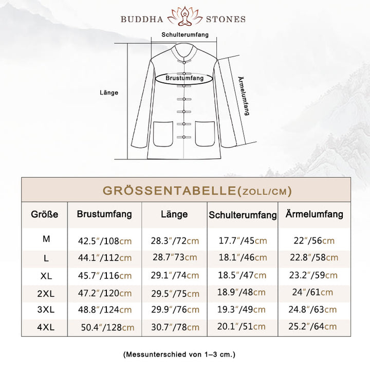 Buddha Stones Meditation Frosch-Knopf Tang Langarmhemd Hose Herrenanzug - image 3