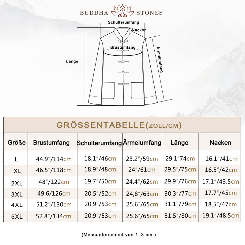 Buddha Stones 2-teiliges Herbst-Tang-Anzug-Set für Herren mit Froschknöpfen aus Baumwolle, langärmelig, Hemd und Hose - image 3
