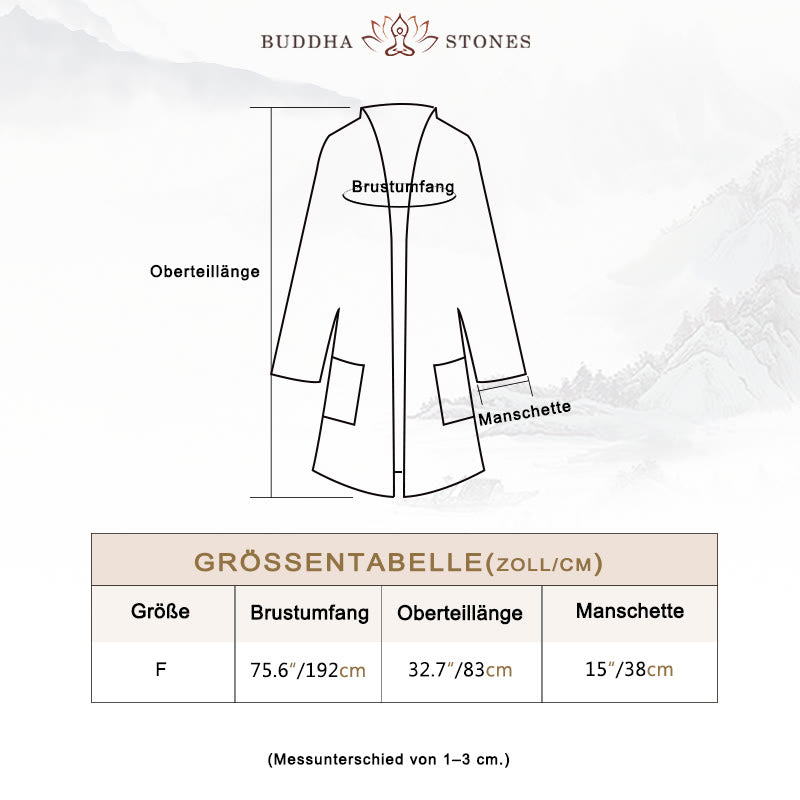 Buddha-Steine, schlichtes Design, langärmeliger Mantel, Zen-Meditation, offene Vorderseite, Baumwolljacke - image 3