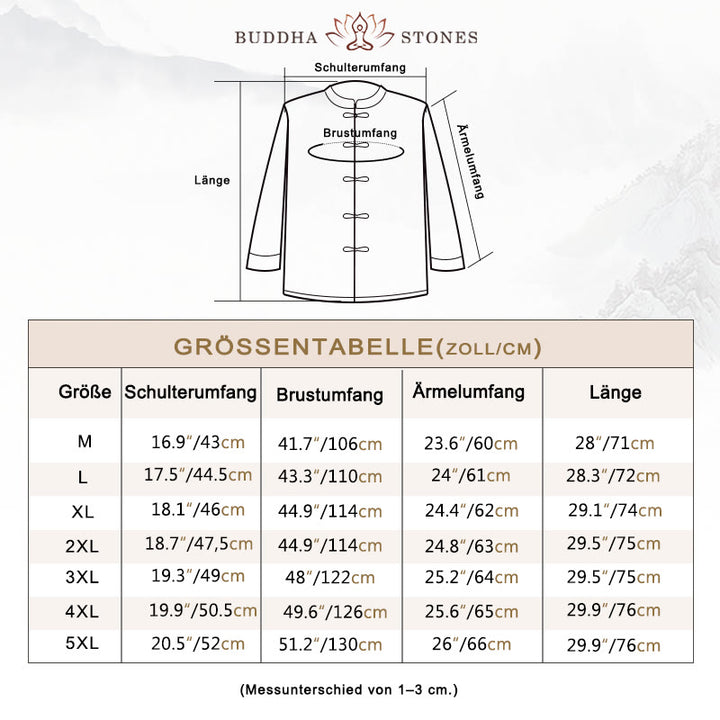 Buddha Stones ​​Frosch-Knopf Chinesischer Tang Anzug Langes Hemd Baumwolle Männer Jacke Kleidung - image 3