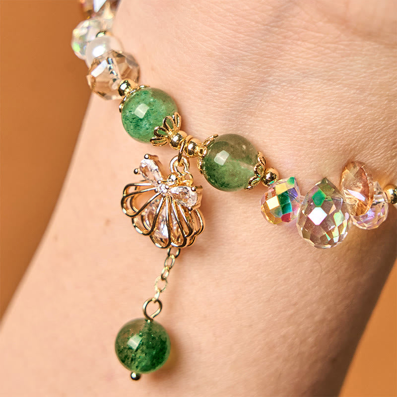 Buddha Stones Natürliches Erdbeerquarz Perlenmuschel Positives Armband