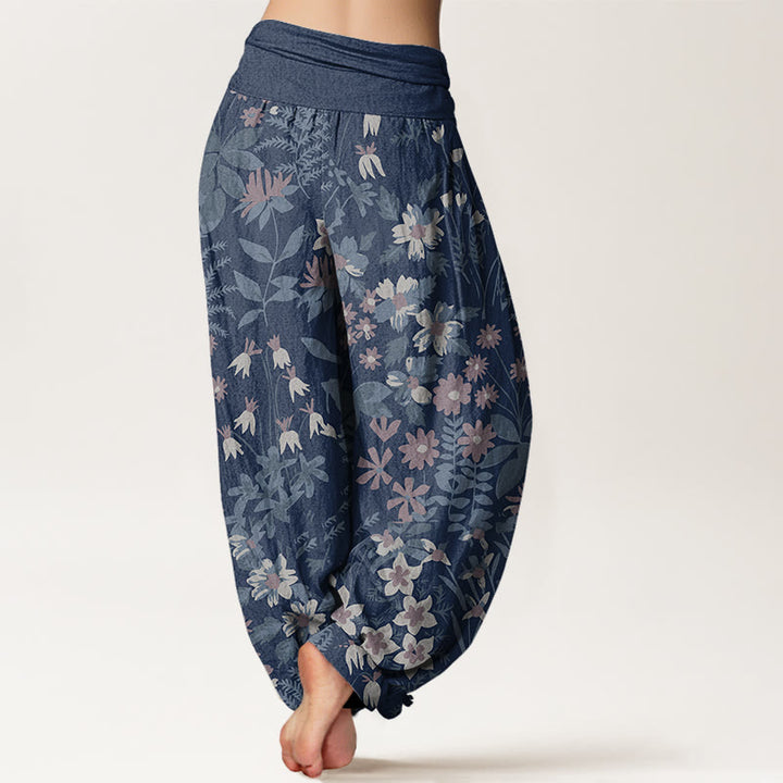 Lässige Haremshose mit Gänseblümchen-Blumen-Blätter-Design für Damen mit elastischer Taille und Buddha Stones - image 10