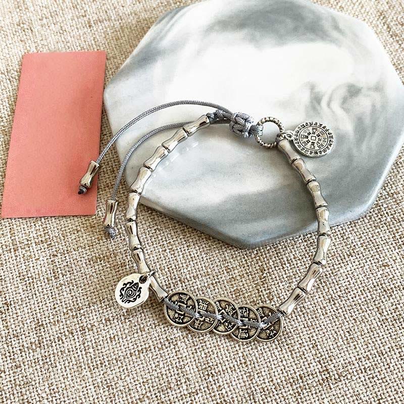 Buddha Stones Fünf Kaiser-Münzen Berggeister Geld ausgeben Armband