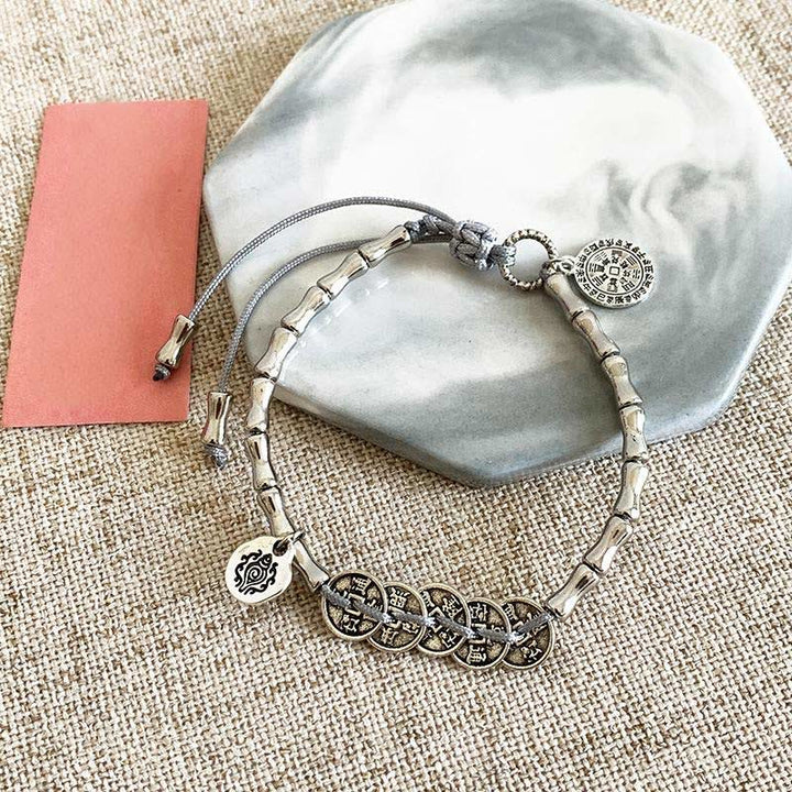 Buddha Stones Fünf Kaiser-Münzen Berggeister Geld ausgeben Armband