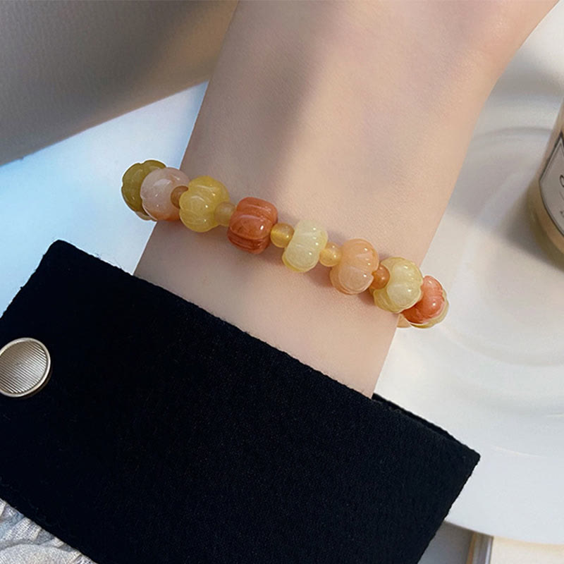 Buddha Stones Golden Silk Jade Kürbis Perlen Reichtum Glück Armband