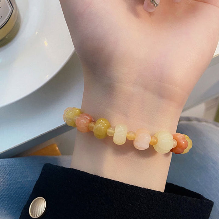 Buddha Stones Golden Silk Jade Kürbis Perlen Reichtum Glück Armband
