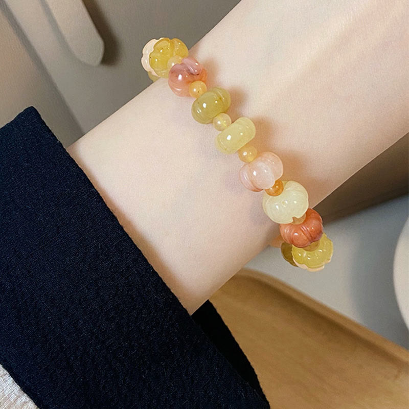 Buddha Stones Golden Silk Jade Kürbis Perlen Reichtum Glück Armband