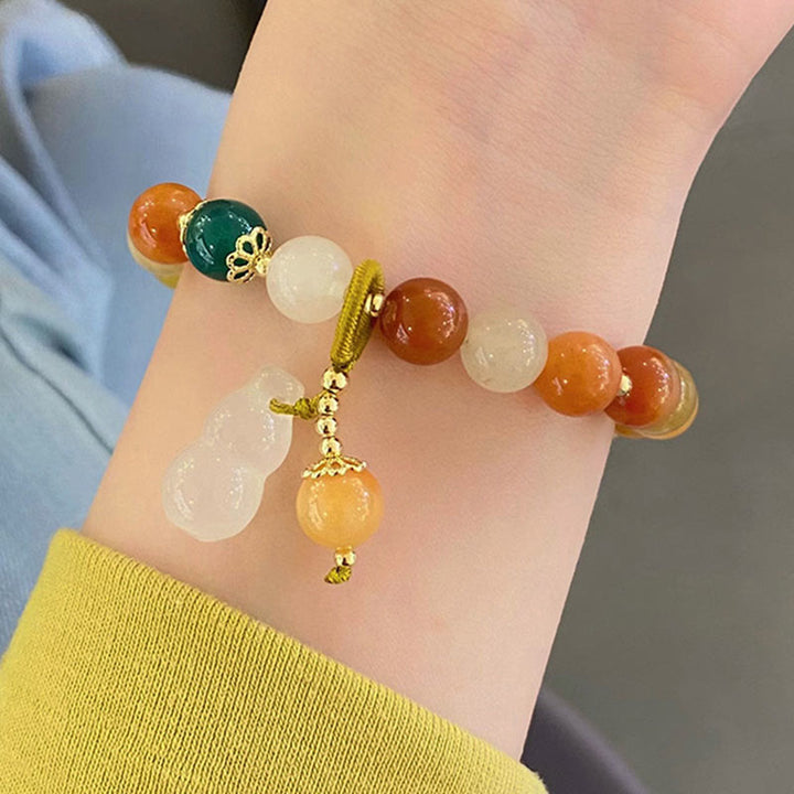 Buddha Stones Golden Silk Jade Beads Kürbis Reichtum Glück Armband