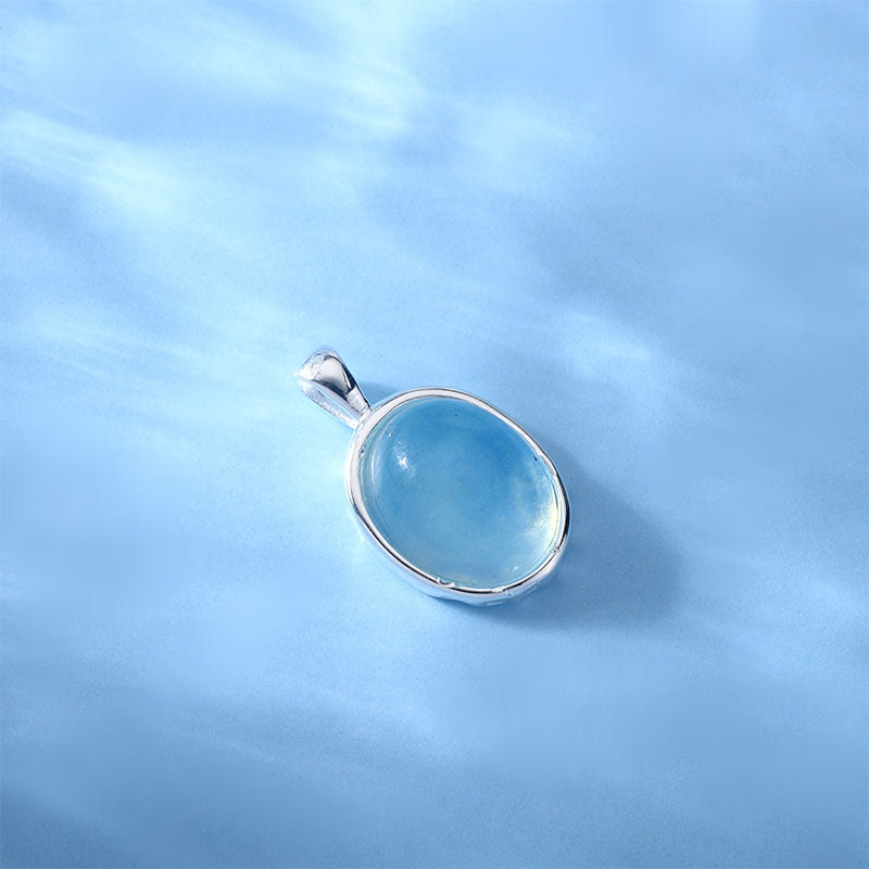 Buddha Stones Halskette mit Anhänger aus 925er Sterlingsilber mit Aquamarin - image 11