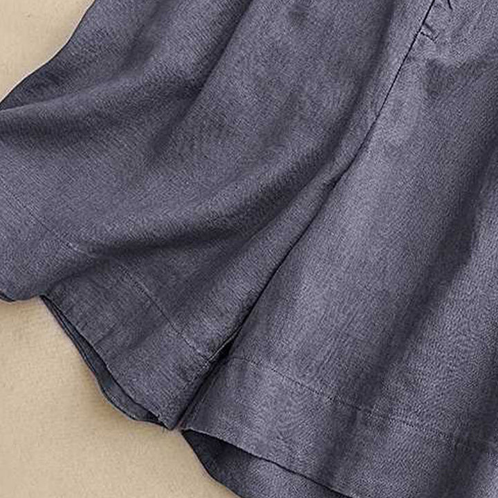 Buddha Stones Sommer Casual Solid Color Reißverschlussknopf Acrylfaser Froschknopf Damen Shorts mit Taschen