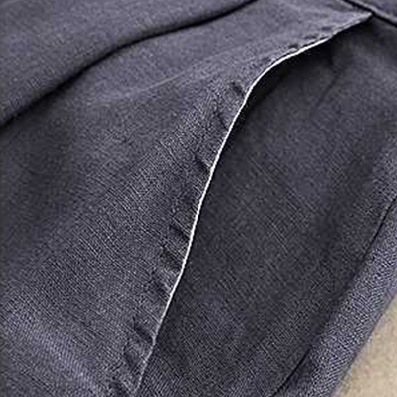 Buddha Stones Sommer Casual Solid Color Reißverschlussknopf Acrylfaser Froschknopf Damen Shorts mit Taschen