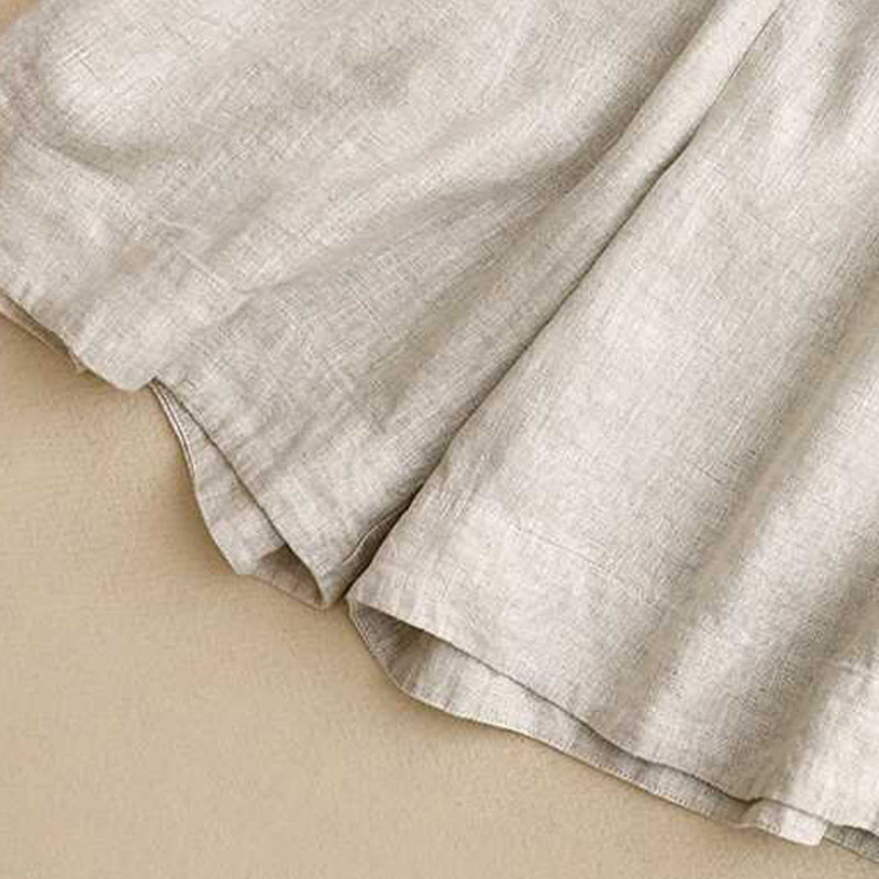 Buddha Stones Sommer Casual Solid Color Reißverschlussknopf Acrylfaser Froschknopf Damen Shorts mit Taschen