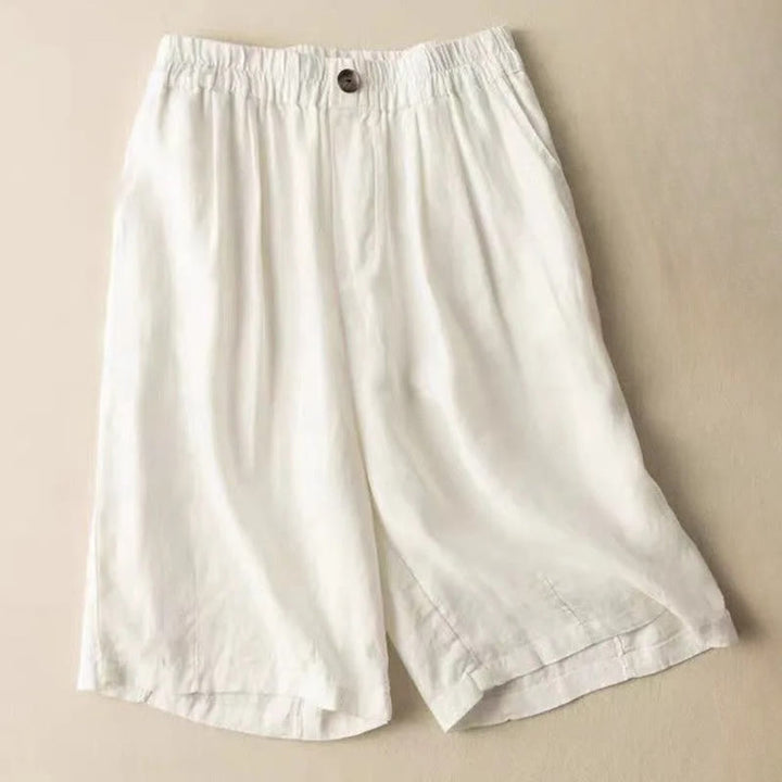 Buddha Stones Sommer Casual Plain Zipper Button Baumwolle Leinen Damen Shorts mit Taschen - Weiß - US8-10， UK/AU12-14，EU40-42 (3XL) - image 9