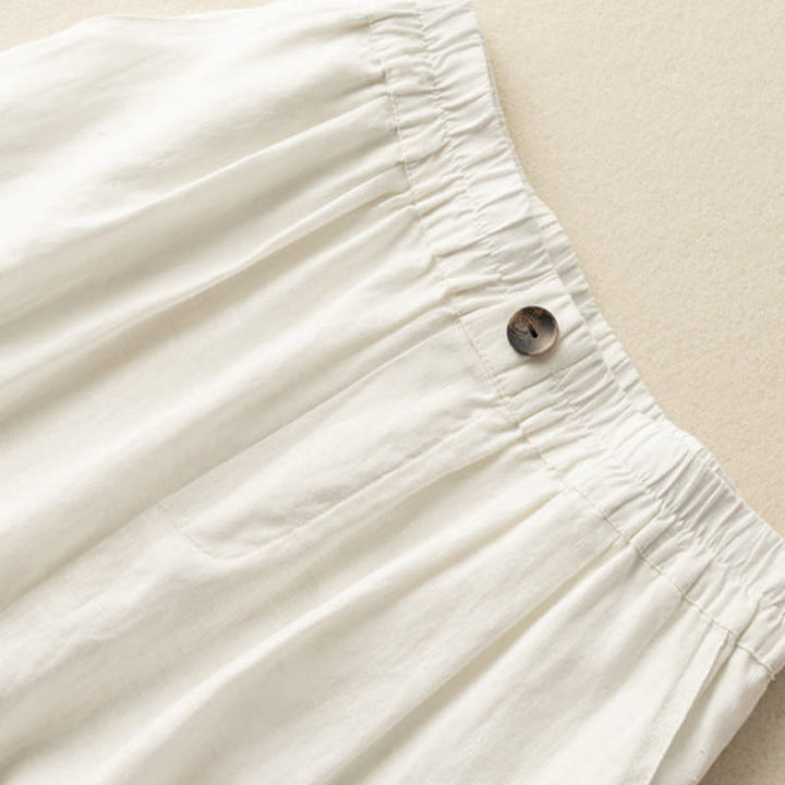 Buddha Stones Sommer-Freizeit-Shorts für Damen aus Baumwoll-Leinen-Mischgewebe mit Taschen und schlichten Knöpfen - image 9