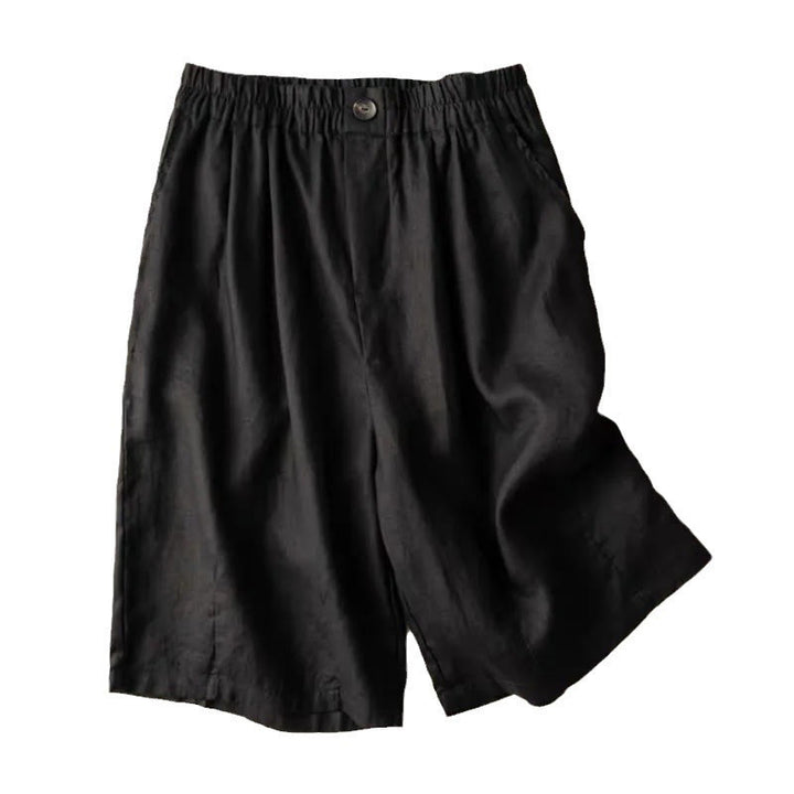 Buddha Stones Sommer Casual Plain Zipper Button Baumwolle Leinen Damen Shorts mit Taschen - image 16