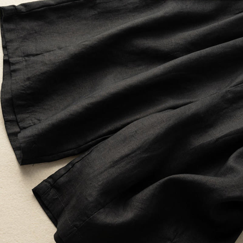 Buddha Stones Sommer Casual Plain Zipper Button Baumwolle Leinen Damen Shorts mit Taschen - image 15