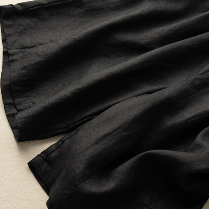 Buddha Stones Sommer Casual Plain Zipper Button Baumwolle Leinen Damen Shorts mit Taschen - image 15