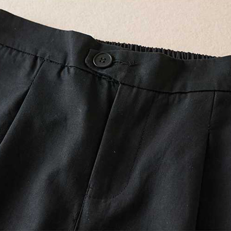 Buddha Stones Sommer Casual Plain Baumwolle Leinen Reißverschluss Knopf Damen Shorts mit Taschen