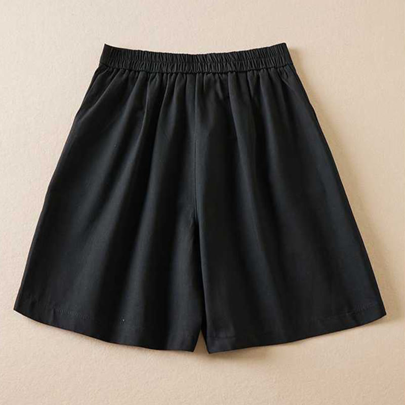 Buddha Stones Sommer Casual Plain Baumwolle Leinen Reißverschluss Knopf Damen Shorts mit Taschen