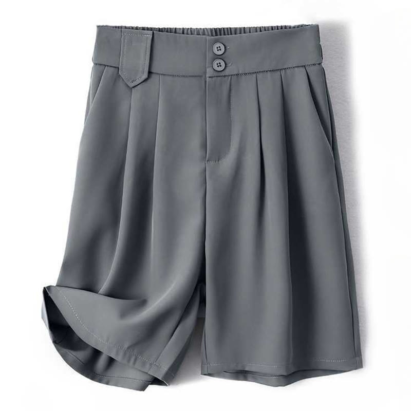 Buddha Stones Sommer Casual Reißverschluss Knopf Lose Plain Baumwolle Leinen Damen Shorts mit Taschen - Hellschiefergrau - US 8-10, UK/AU 12-14, EU 40-42 (2XL) - image 0