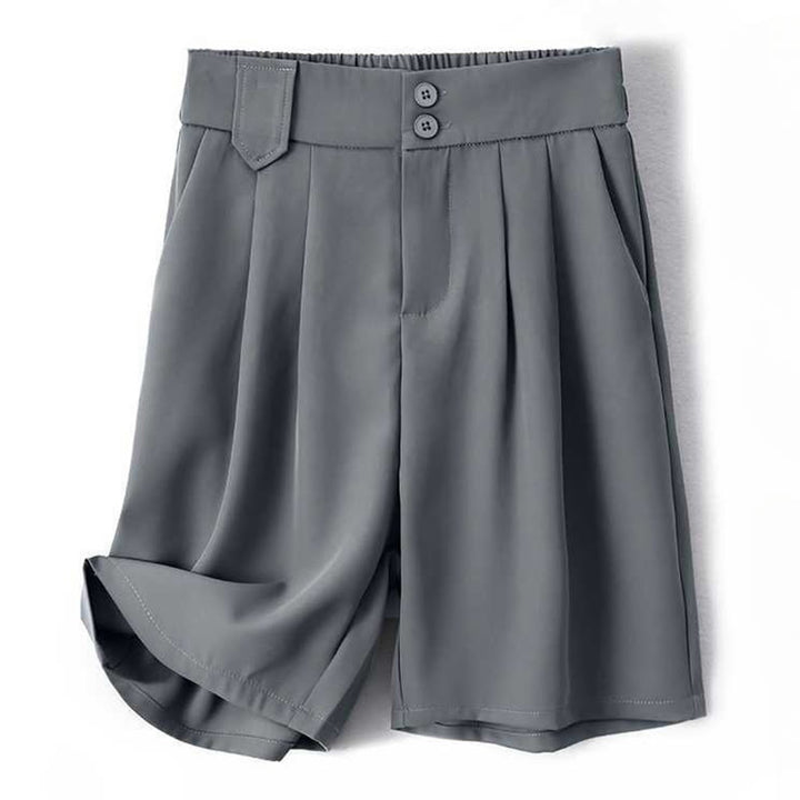 Buddha Stones Sommer Casual Reißverschluss Knopf Lose Plain Baumwolle Leinen Damen Shorts mit Taschen - Hellschiefergrau - US 8-10, UK/AU 12-14, EU 40-42 (2XL) - image 0