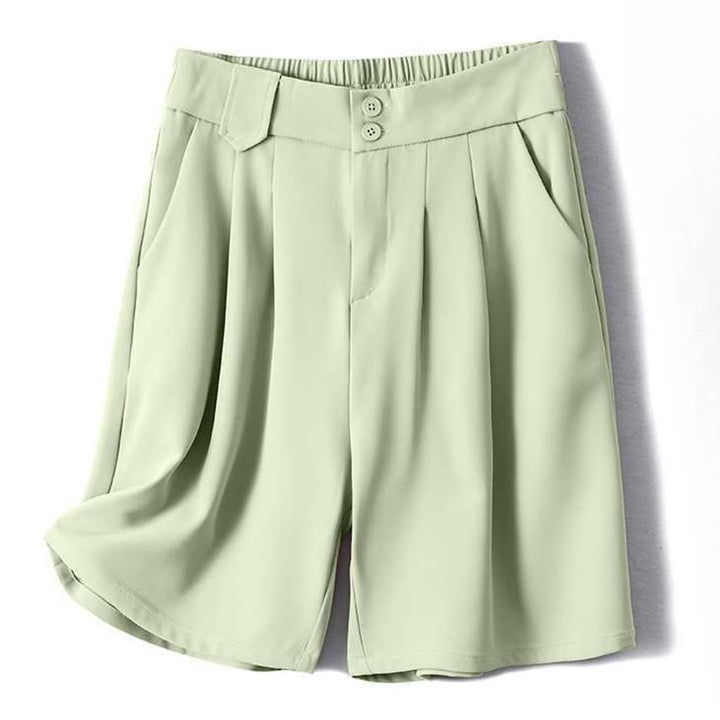 Buddha Stones Sommer Casual Reißverschluss Knopf Lose Plain Baumwolle Leinen Damen Shorts mit Taschen