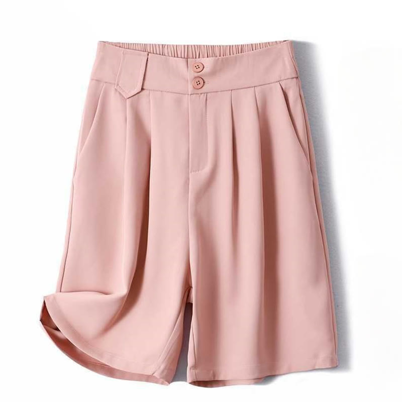 Buddha Stones Sommer Casual Reißverschluss Knopf Lose Plain Baumwolle Leinen Damen Shorts mit Taschen