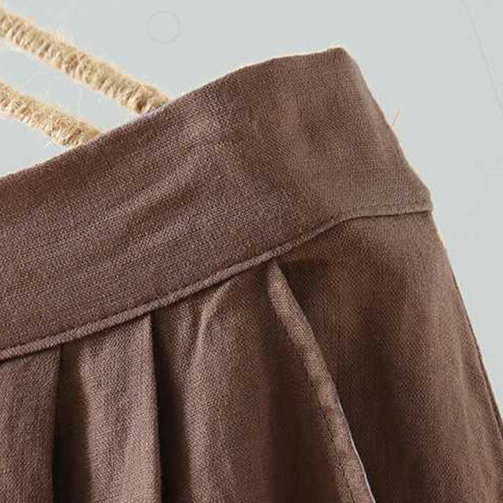 Buddha Stones Sommer Casual Solid Color Frosch Knopf Reißverschluss Knopf Acrylfaser Damen Shorts mit Taschen