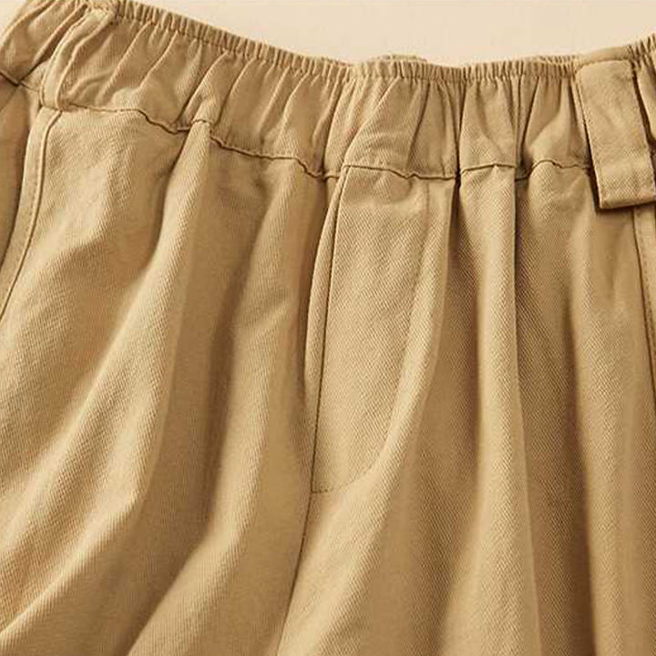 Buddha Stones Sommer Casual Loose Plain Cotton Damen Shorts mit Taschen