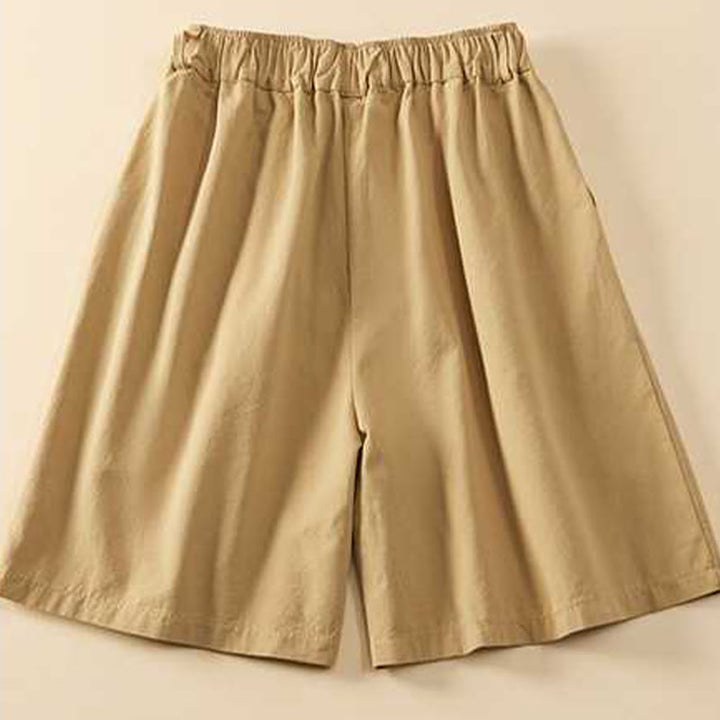 Buddha Stones Sommer Casual Loose Plain Cotton Damen Shorts mit Taschen - image 1