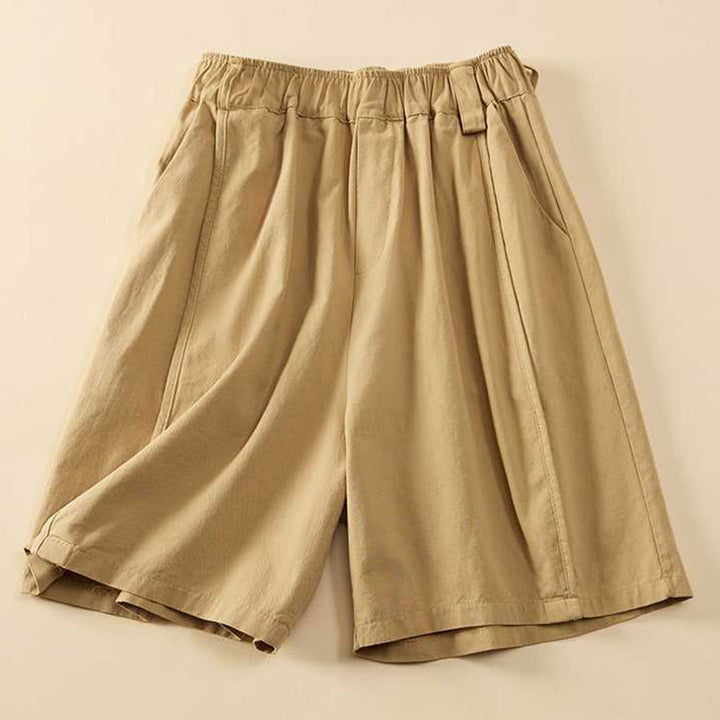 Buddha Stones Sommer Casual Loose Plain Cotton Damen Shorts mit Taschen