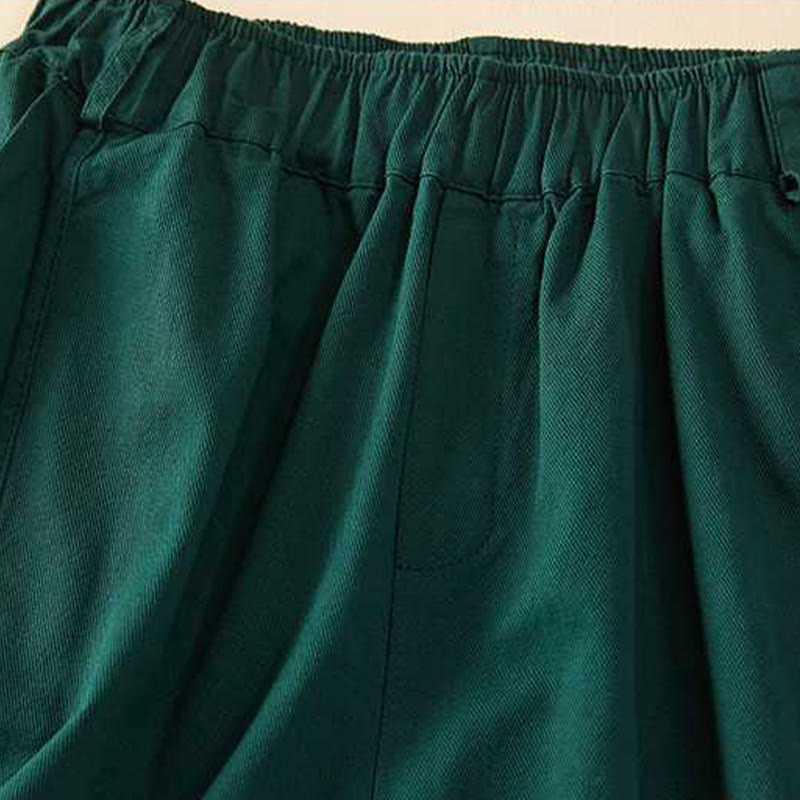 Buddha Stones Sommer Casual Loose Plain Cotton Damen Shorts mit Taschen