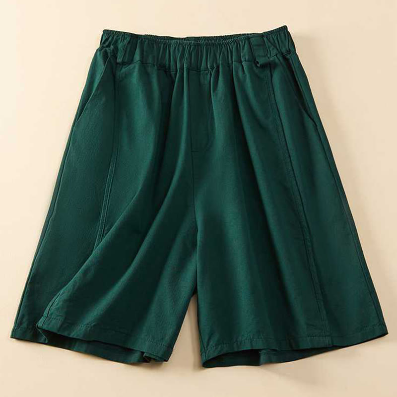 Buddha Stones Sommer Casual Loose Plain Cotton Damen Shorts mit Taschen